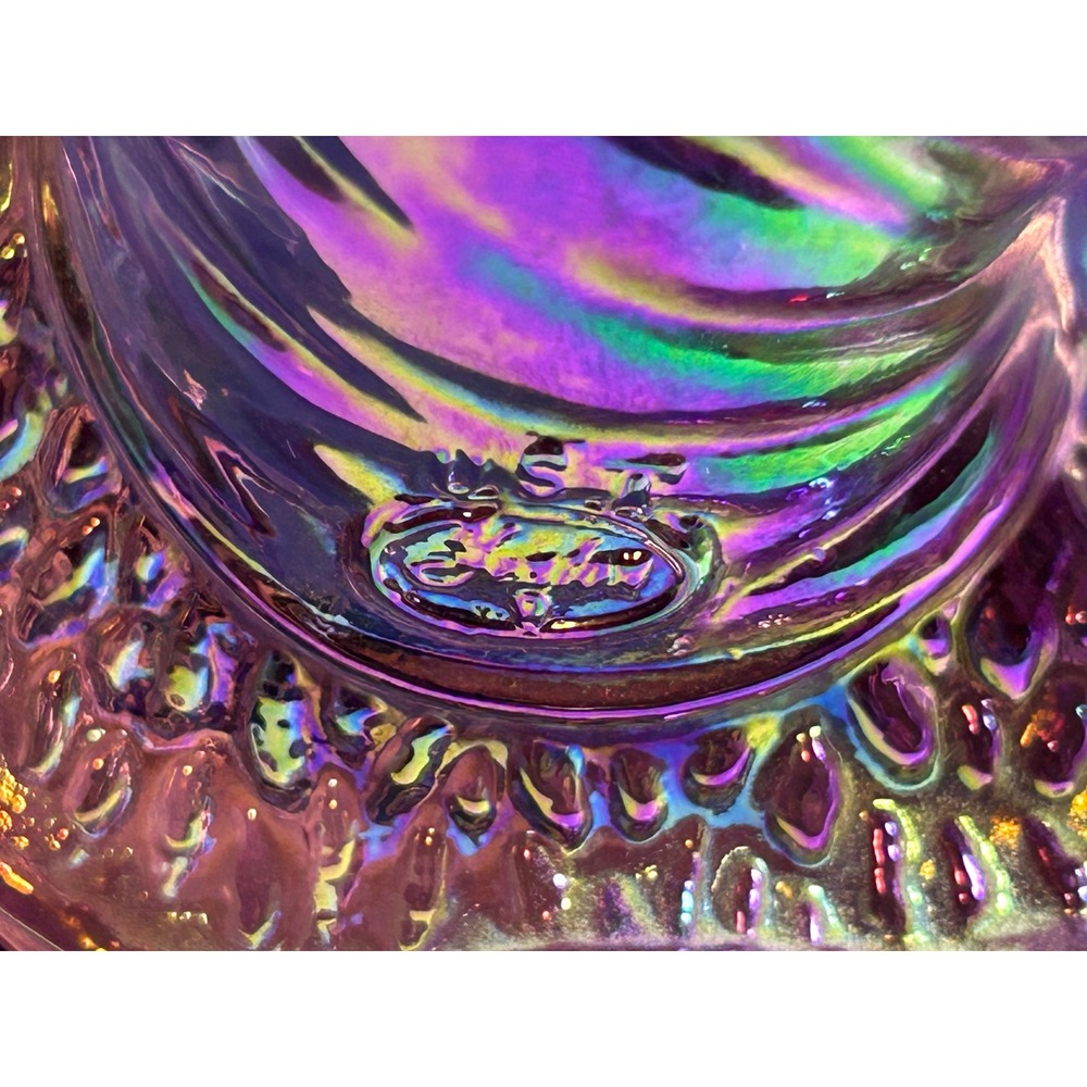 Fenton Art Glass Company Vintage Iridescent Snail Madras Pink Handmade Textured - Picture 3 of 16